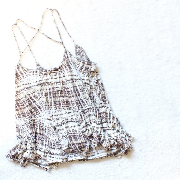 Free People Loose Drape Criss Cross Strap Boho Top - Picture 4 of 8